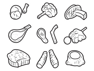 Elegant Line Drawing of Fresh Lamb Chops Ready to Cook