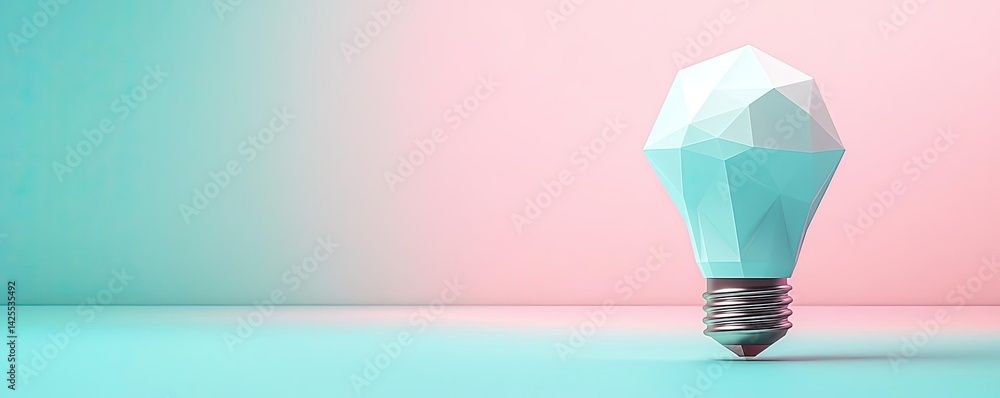 Poster polygon lightbulb showing technology and business concept. a geometric light bulb design on a colorf