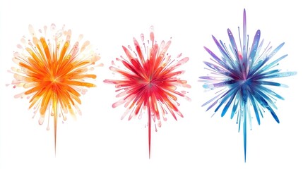 Colorful exploding fireworks bursts