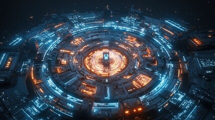 Fototapeta premium Futuristic Space Station Interior