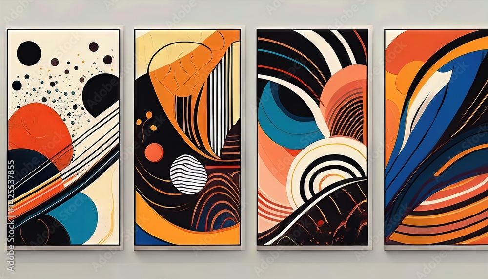Poster vibrant striking posters expressive black lines enhance a captivating array of colors, creating an e
