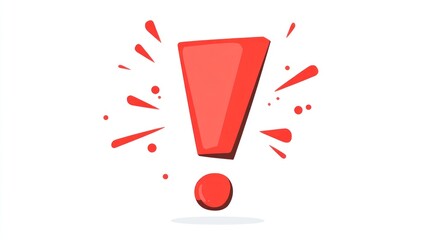 Red exclamation point graphic with exploding effect