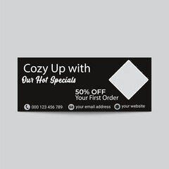 Black Hot Specials Banner With Discount Offer And Place For Image