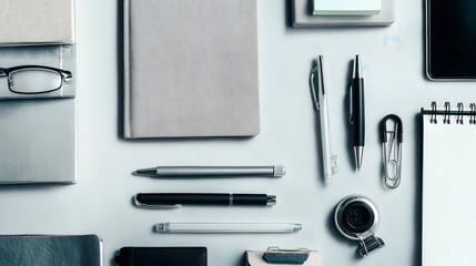 Neatly Arranged Desk with Stationery, Symbolizing Organization and Efficient Planning