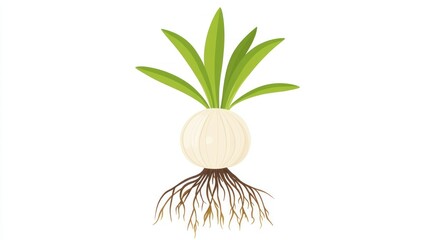 Bulbous plant with roots