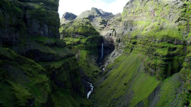 Flying over the landscape of Iceland during daytime