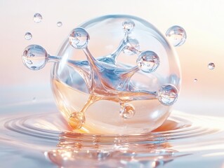 3D Molecular Fusion of Hyaluronic Acid and Collagen &ndash; Beauty Science Concept