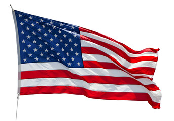 American Flag Waving in the Wind transparent background