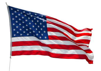 American Flag Waving in the Wind transparent background
