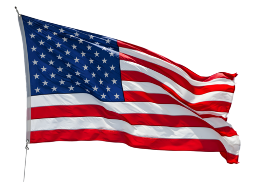 American Flag Waving in the Wind transparent background