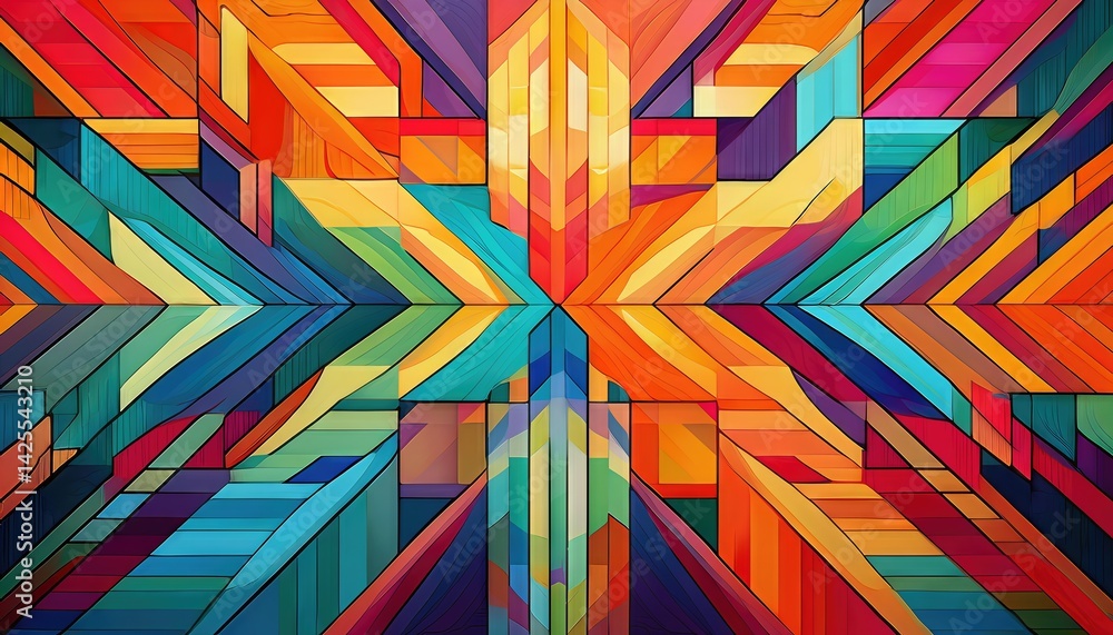Aufkleber vibrant geometric mosaic a mesmerizing abstract pattern of intersecting colorful shapes creating an 