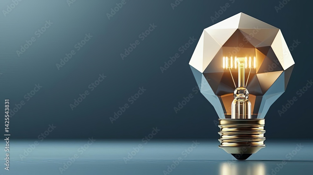 Poster polygon lightbulb showing technology and business concept. stylish light bulb design with a geometri
