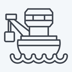 Icon Barge. related to Vehicle symbol. line style. editable