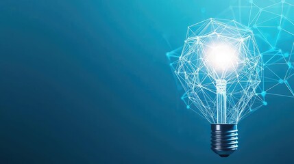 Polygon lightbulb in futuristic blockchain lamp concept. A glowing light bulb symbolizing innovation and creativity.