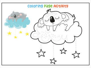 Coloring page for children. Color worksheet activity. Education about color. Education for preschool.