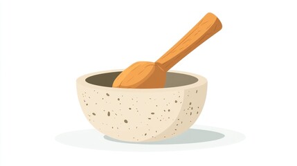 Wooden spoon in a light beige bowl