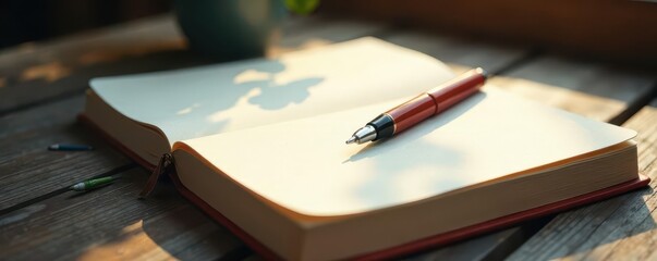 Unblemished journal, pristine pen awaiting creative expression , pen, pages