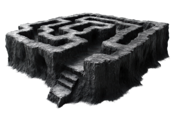 3D maze design with dark colors, featuring elevated walls and steps, ideal for creative projects.