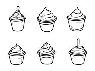 Hand drawn mascarpone vector illustration in outline style