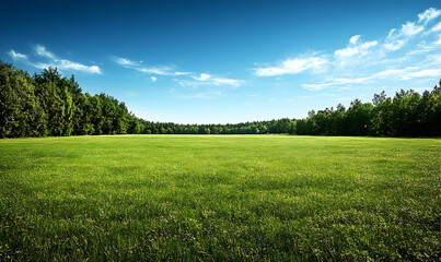 Obraz premium Serene green grass landscape peaceful sky nature photography