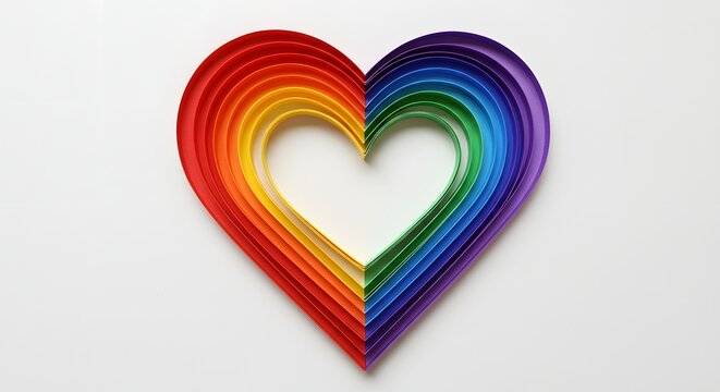 Rainbow heart paper art design for lgbtq pride month celebration and love themed graphic design projects - Powered by Adobe