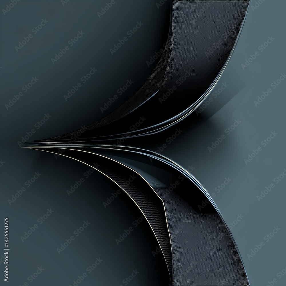 Fototapete abstract geometric layers: dark textured surfaces with golden lines on a gradient teal backdrop.