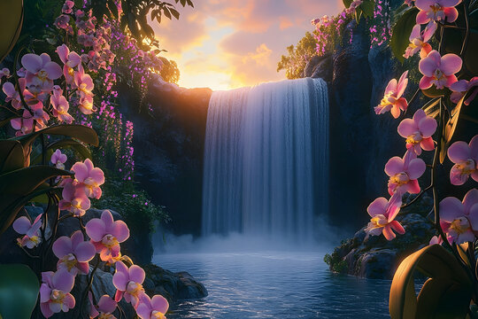 絵画 Mountain waterfall Mountain Waterfall Painting by Mattia Poddi | Saatchi Art