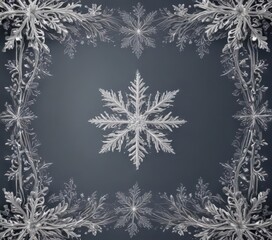 Intricate snowflake border, elegant design for Christmas card , crystal, frame