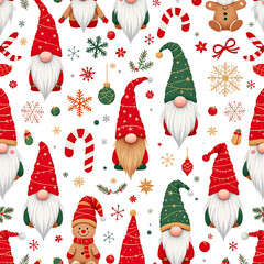 Christmas gnome pattern background