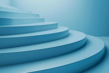 Abstract Circular Staircase in Blue