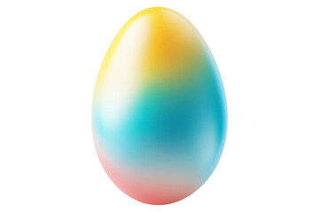 Gradient colored Easter egg with smooth transitions of blue, yellow, and pink isolated on white transparent background. Symbol of Easter celebration and festivity