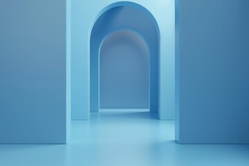 Abstract Blue Arched Corridor