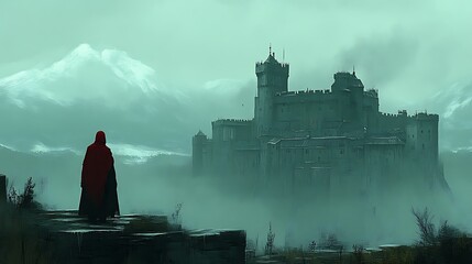 Misty Castle, Figure, Mountains