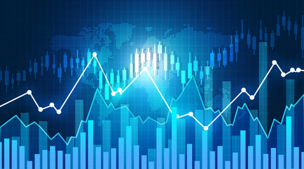 Stock market trading graph. financial chart with candlestick graph. 3d illustration.
