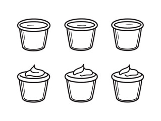 Delicious Milk Pudding Line Art Vector Illustration