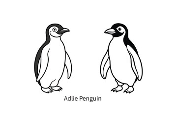 Naklejka premium Adlie penguin clean line drawing