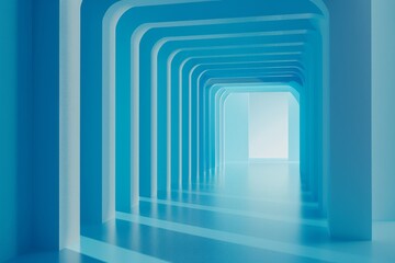 Abstract Blue Architectural Corridor