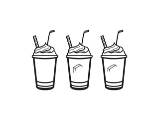 Simple Milkshake Outline Artwork Perfect for Menu Designs