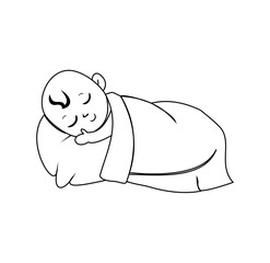vector icon of a sleeping baby in a blanket on a white background