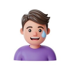 Cartoon character with sweat drop on face expressing stress or anxiety