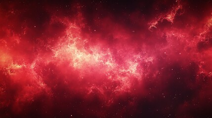 Red Nebula Space Background with Glowing Gas Clouds