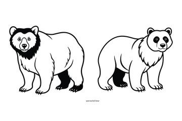 Spectacled bear vector outline