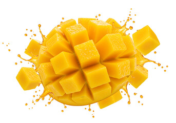 Juicy Mango Cubes: Fresh Tropical Fruit, Sliced Mango, Mango Splash,  Food Photography, Vitamin C, Healthy Eating transparent background