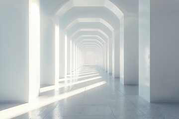 Fototapeta premium White Arched Corridor with Sunlight