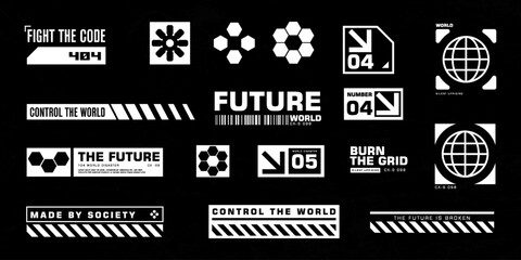 Futuristic cyberpunk element set templates