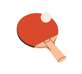 Racket and ball for table tennis. Ping pong paddle, sports accessory, equipment for indoor game. Pingpong racquet, athletic objects. Flat vector illustration isolated on white background