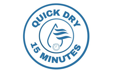Quick dry stamp vector, 15 minutes, Quick dry label, stamp, design, logo, icon, illustration, Vector water, dryer for advertising, marketing and promotion concept on transparent background 