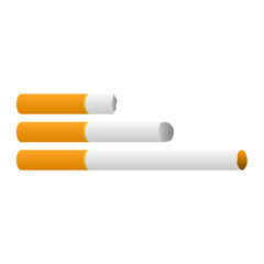 Burning Cigarette Vector. Simple Icon of Tobacco Cigarette on White Background. Cigarettes are Dangerous.