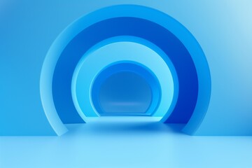 Obraz premium Abstract Blue Archway with Depth and Dimension