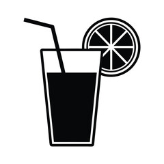 A glass of Lemon Juice silhouette vector art